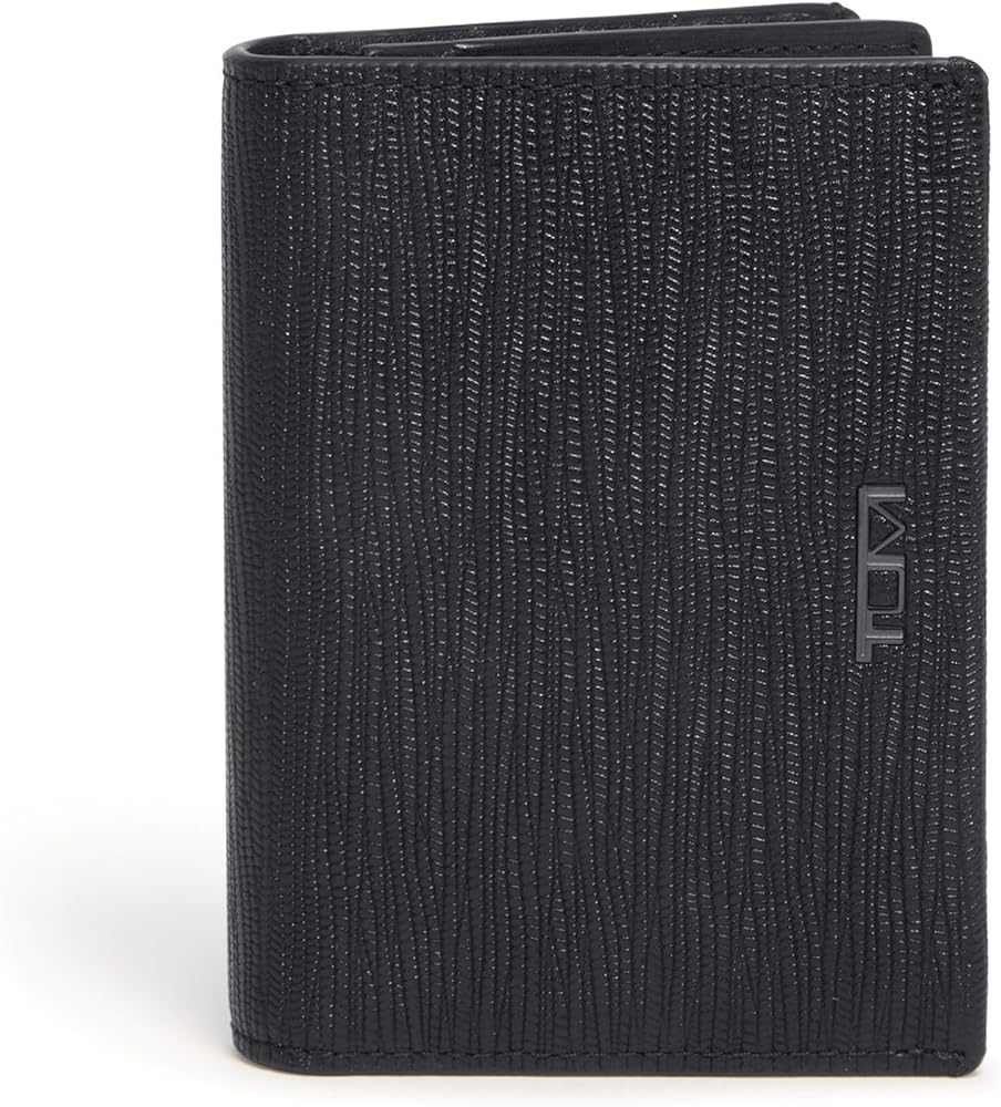 Amazon TUMI Nassau Gusseted Card Case Card Holder Wallet For Men Women With ID Window Nappa Leather Material Embossed Black Clothing Shoes Jewelry
