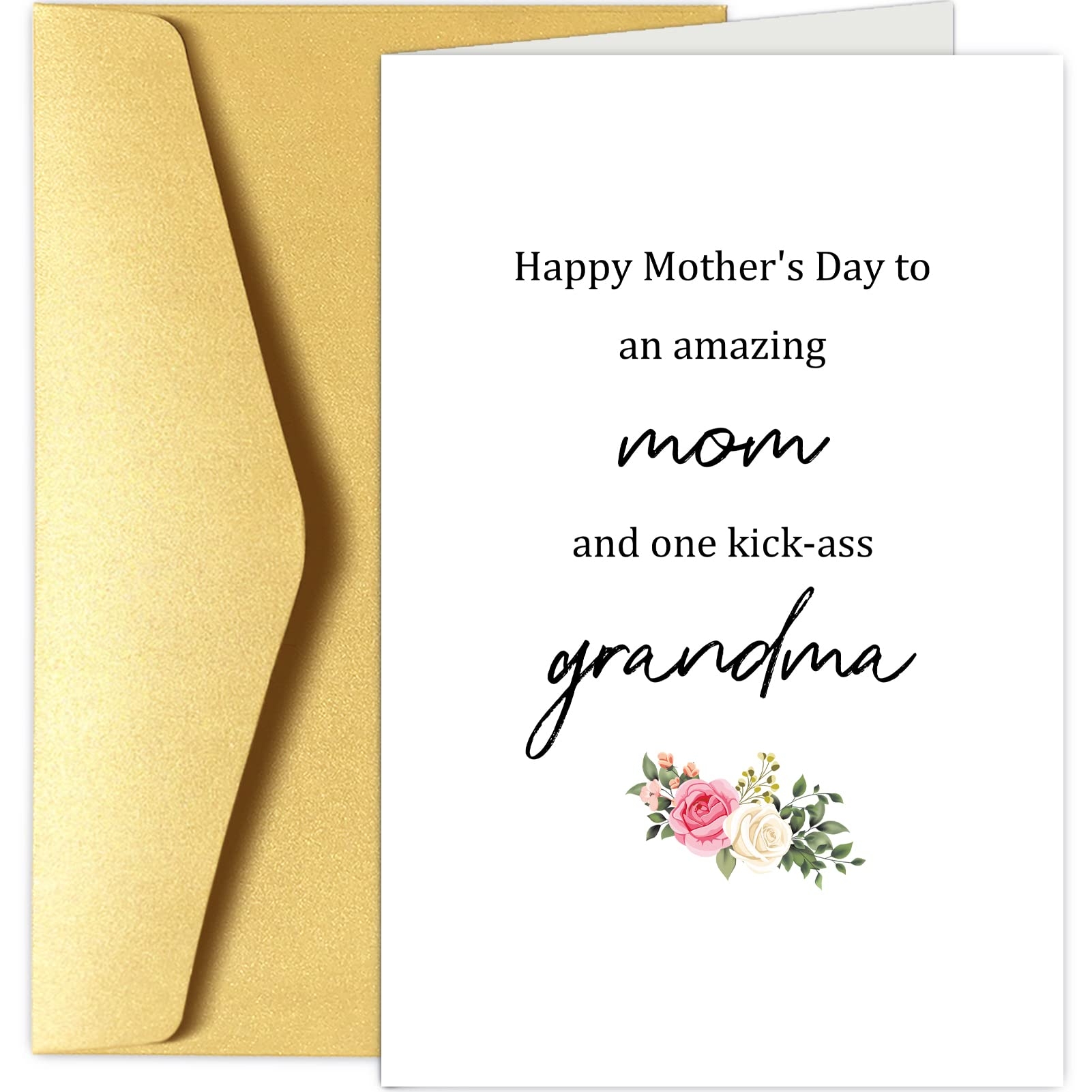 Chenive Grandma Mother s Day Card Happy Mother s Day Card From Daughter Son Amazing Mom And Kick Ass Grandma Card Amazon de Stationery Office Supplies