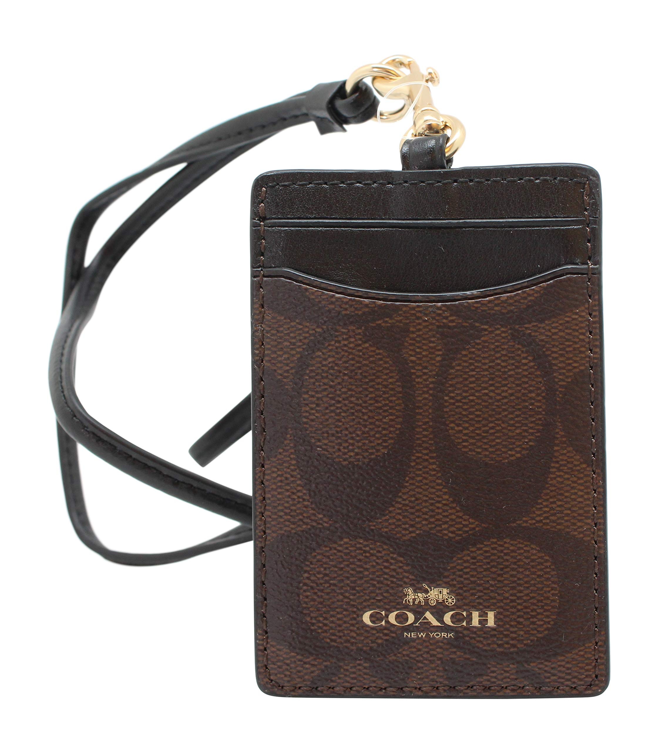 Coach Signature PVC Lanyard ID Badge Card Holder Brown Black Amazon de B robedarf Schreibwaren