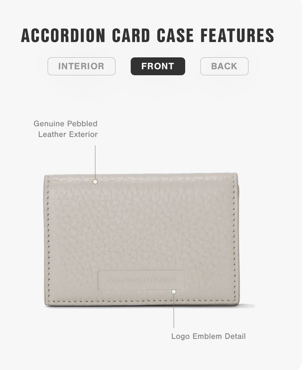 Dagne Dover Pebbled Leather Accordion Card Case Gray With Dust Bag EBay
