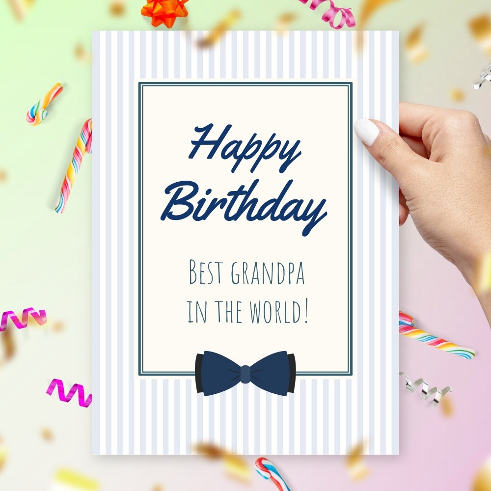 Happy Birthday Card To The Best Grandpa Classic Style Template Editable Online