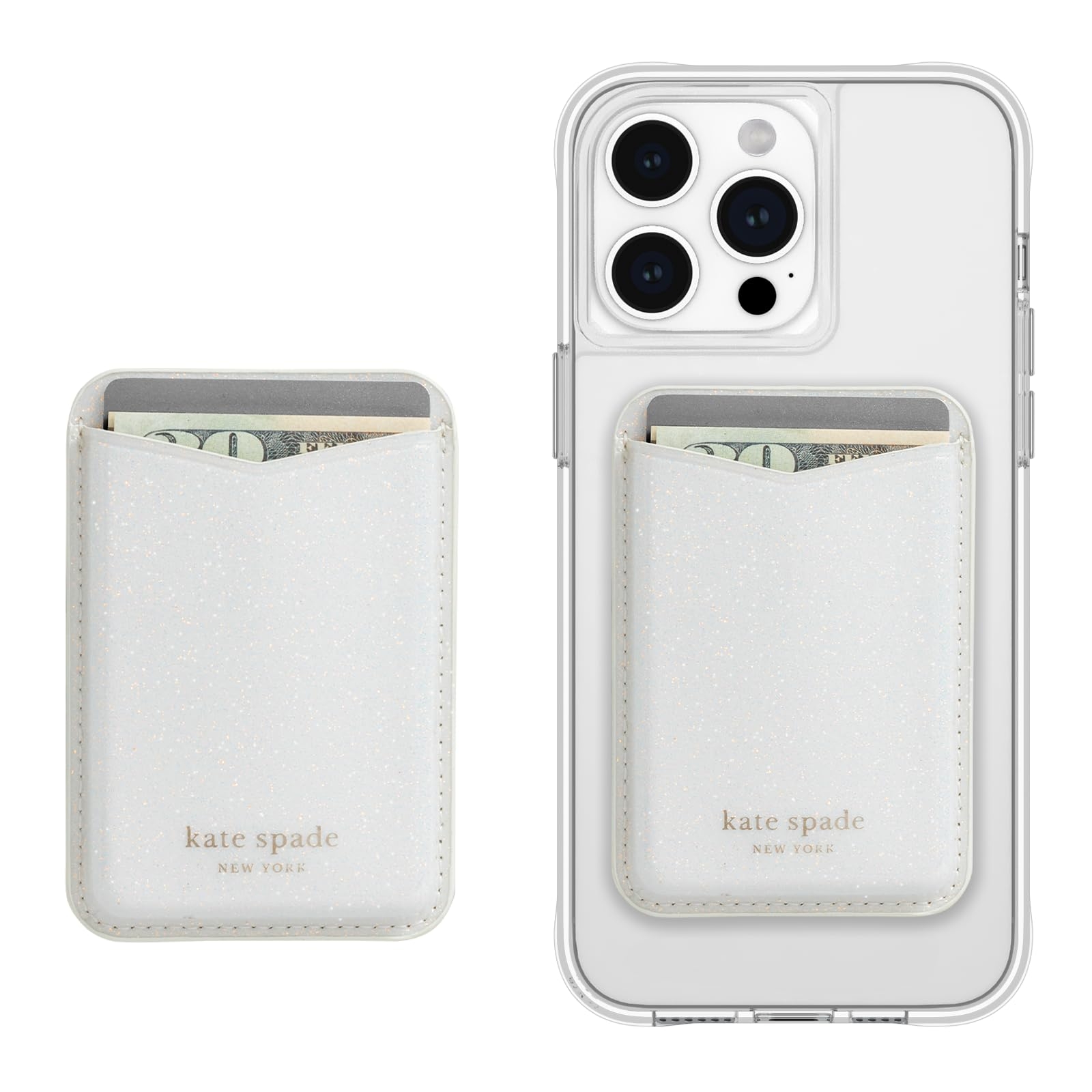 Kate Spade New York Magnetic Card Holder Compatible With MagSafe White Glitter Amazon de Electronics Photo