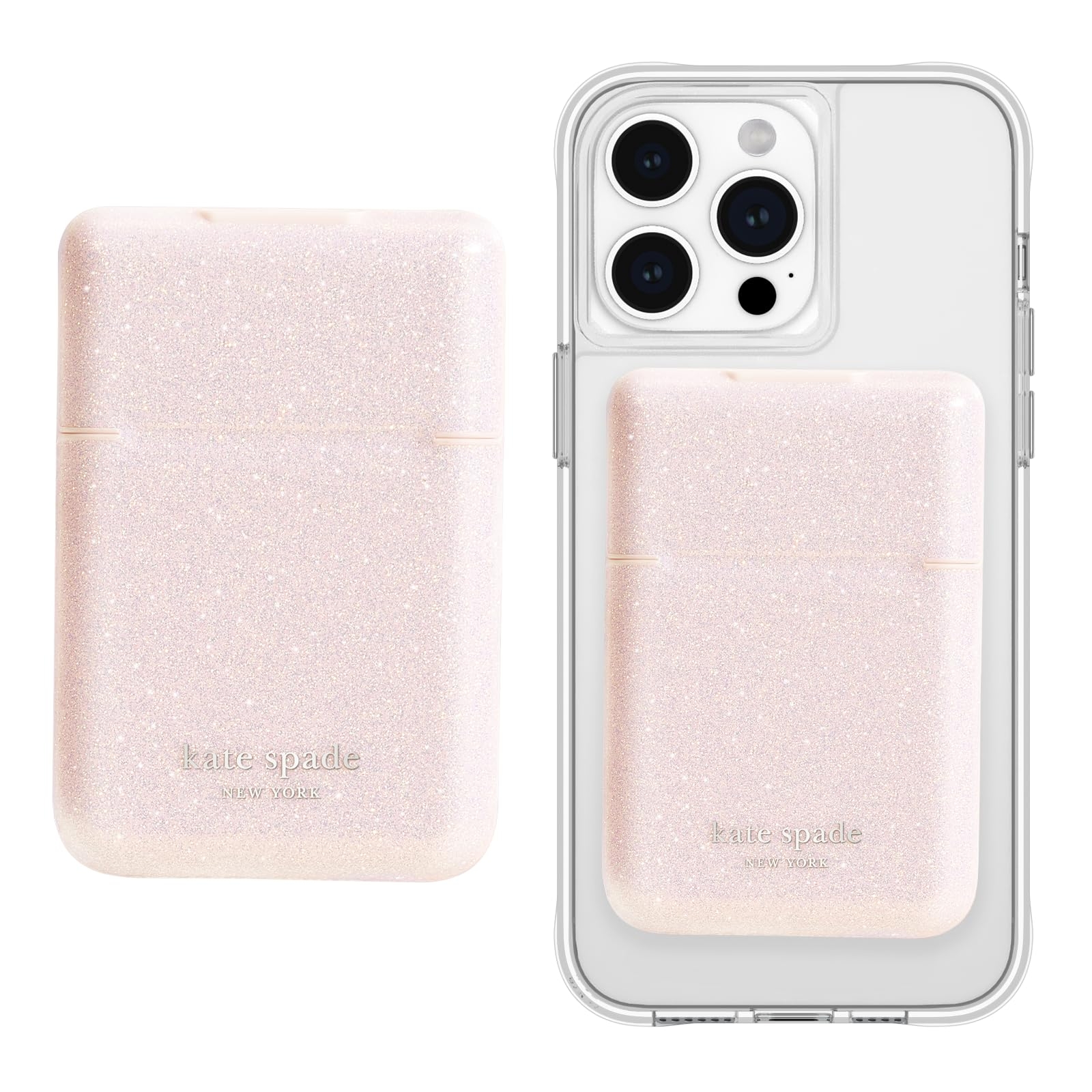 Kate Spade New York Magnetic Flip Phone Case Card Holder Compatible With MagSafe Phones And Cases Glitter Pink Amazon de Fashion