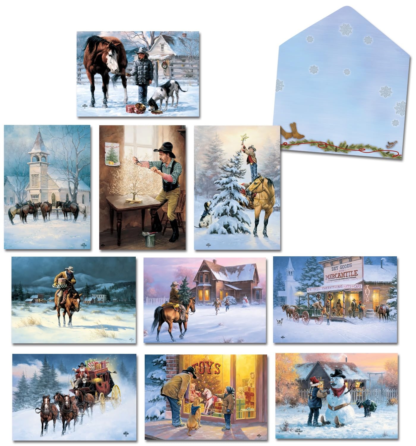 Leanin Tree Cowboy Christmas Boxed Christmas Cards Assorted Christmas Cards Bulk Christmas Cards Boxed With Envelopes Holiday Cards 20 Xmas Cards 22 Envelopes Amazon ca Office Products
