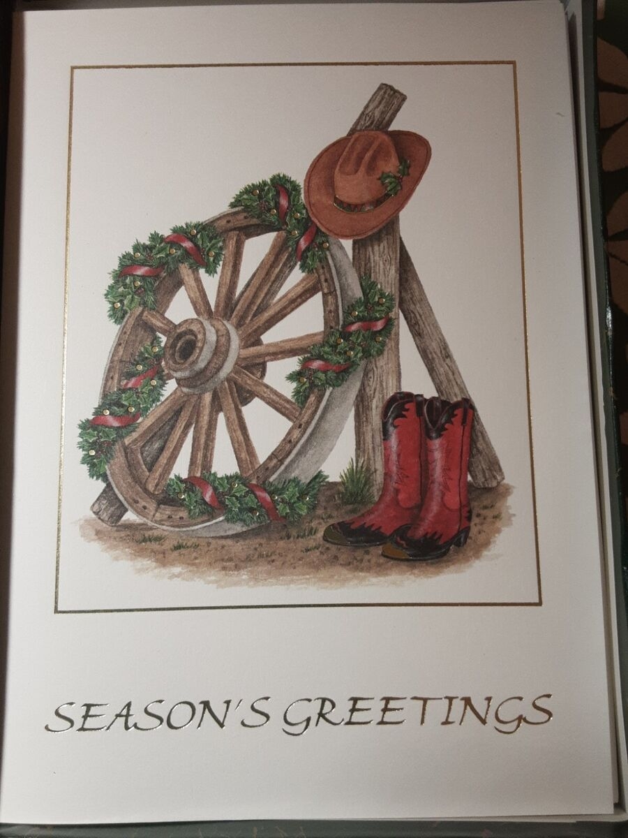 Masterpiece Studios Vtg Western Cowboy Season s Greetings Boxed Christmas Cards EBay
