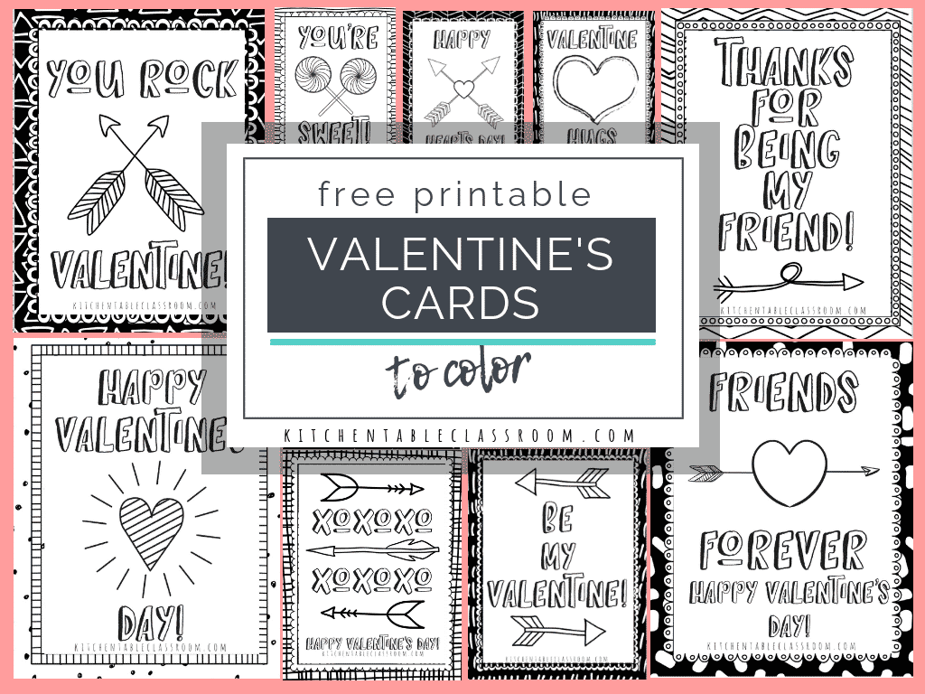Black And White Printable Valentine Cards